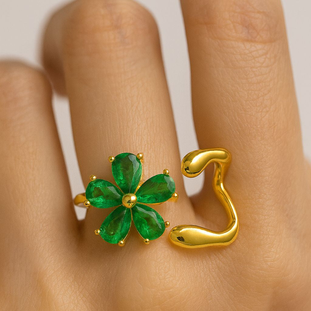 Green Floral Ring