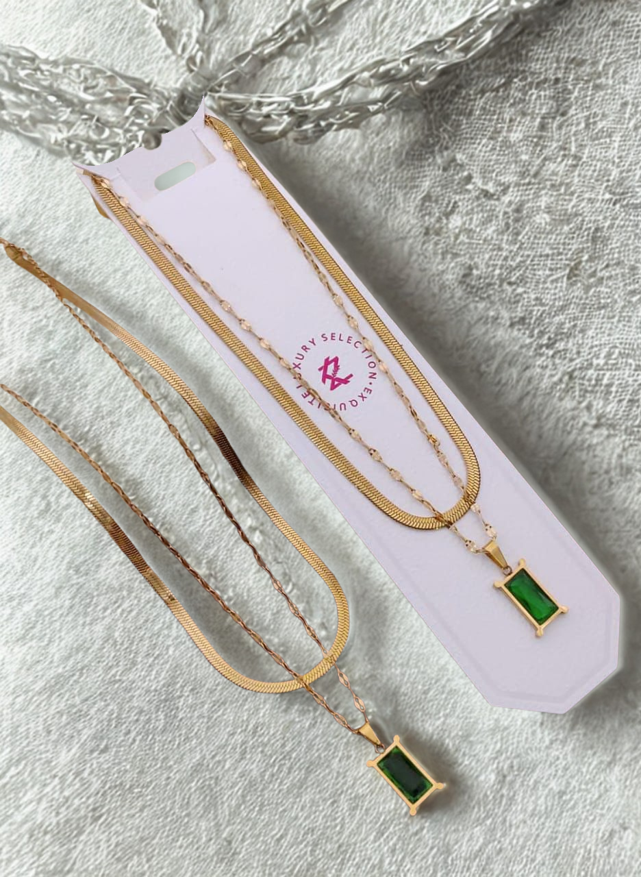 Green Emrald Two layered Pendant