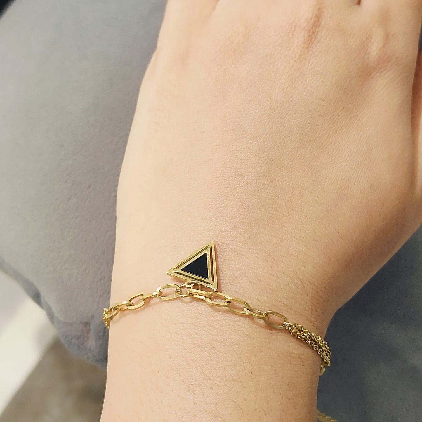 Black Triangle Gold Plated Bracelet