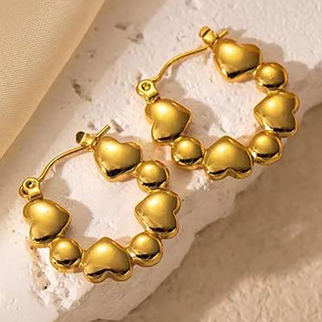 stainless steel Gold plated Heart Shape stud