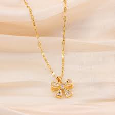 Gold Plated Bow Pendant