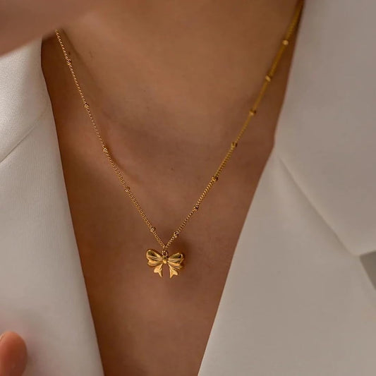Gold Plated Bow Pendant