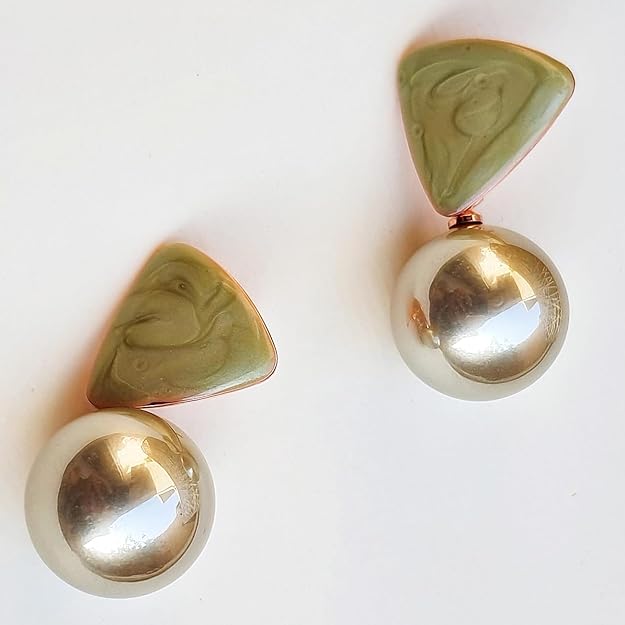 Green Big Peral Drop Earring