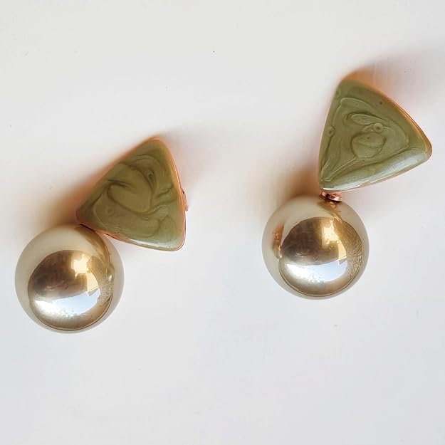 Green Big Peral Drop Earring