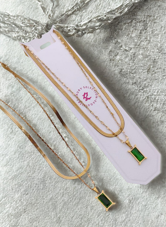 Green Emrald Two layered Pendant
