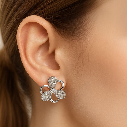 Trendy Silver Rhinestone Stud
