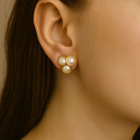 Vintage Triple Faux Pearl Earrings