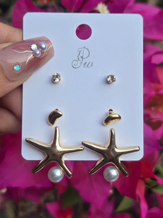 Starry Pearl Drop Earring Combo
