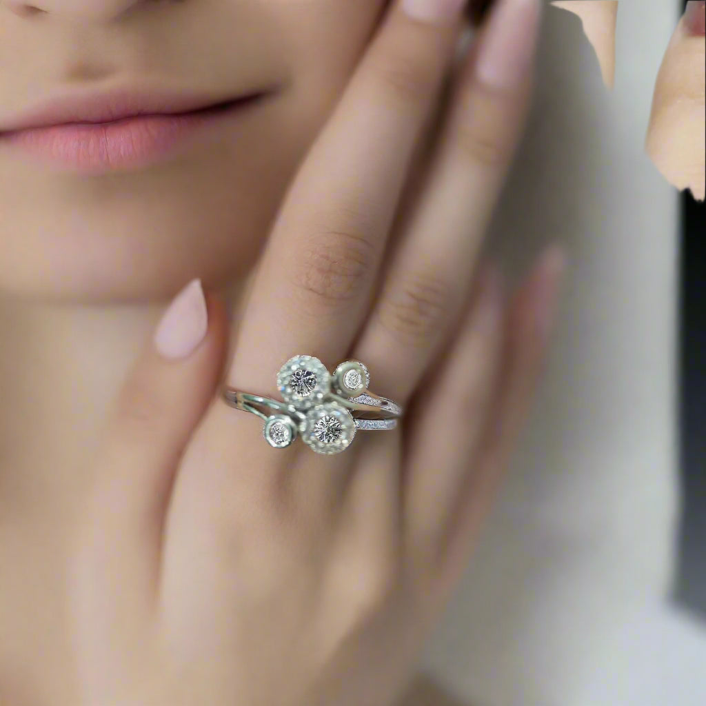 Fancy white Circle style Ring