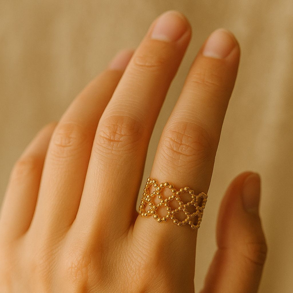 Gold Honeycomb Ring