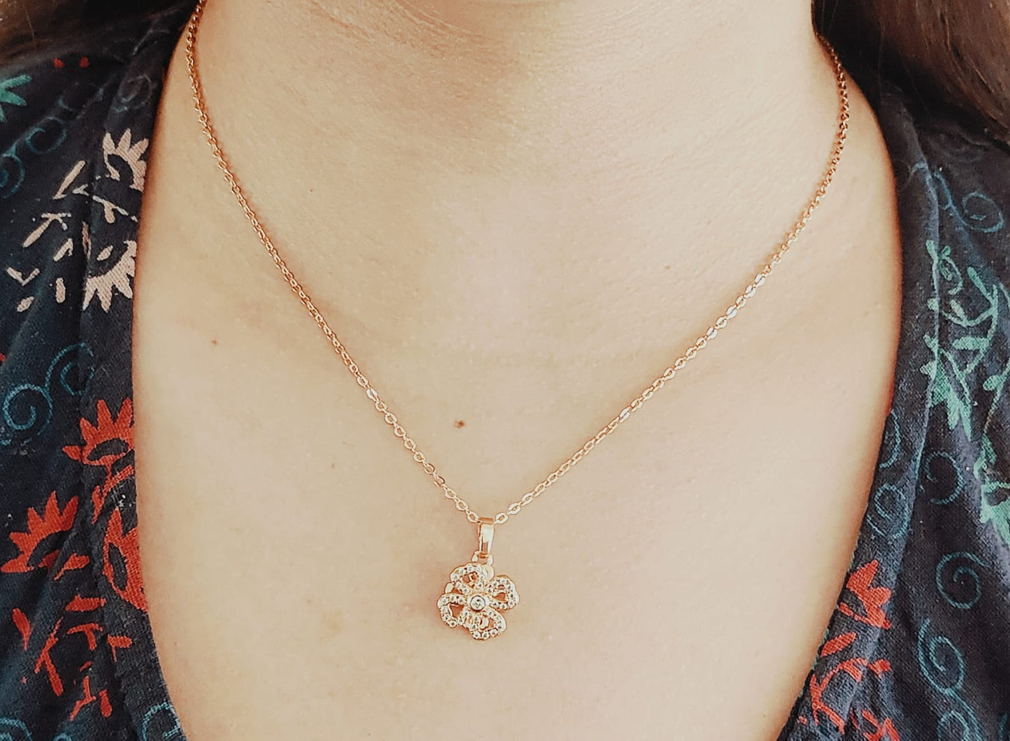 Four Leaf Heart Gold Plated Pendant