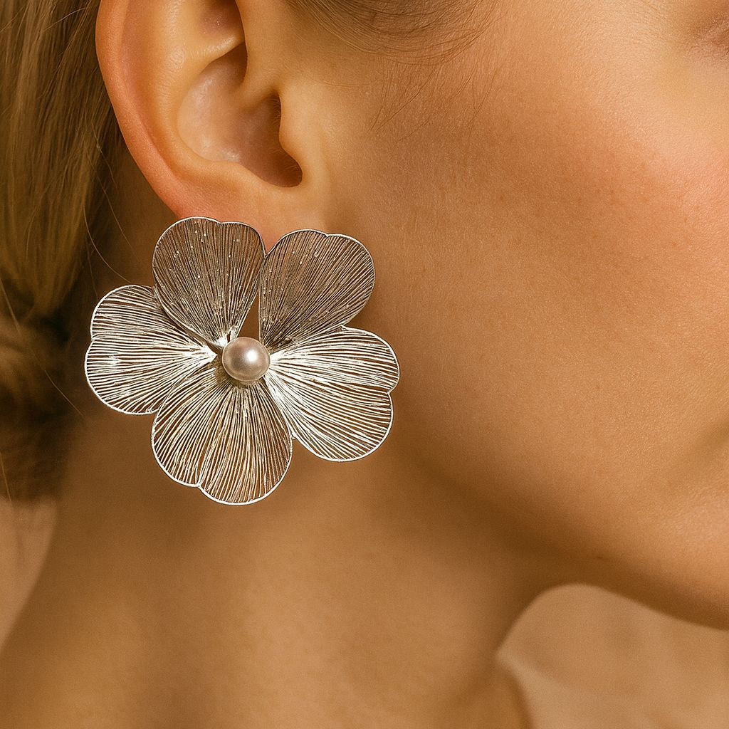 White Floral Earring