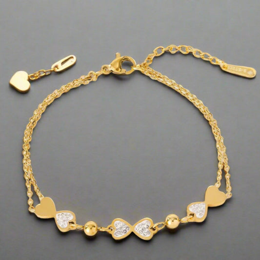 savarna Premium Heart Gold Toned Bracelet