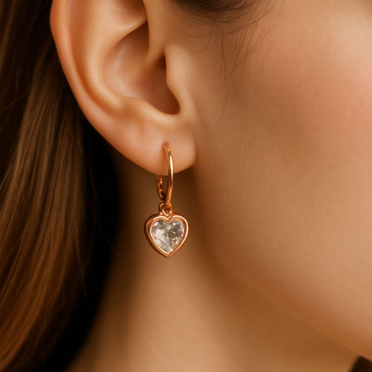 925 gold plated heart Hoop