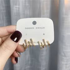 W shape Earrings Combo Stud